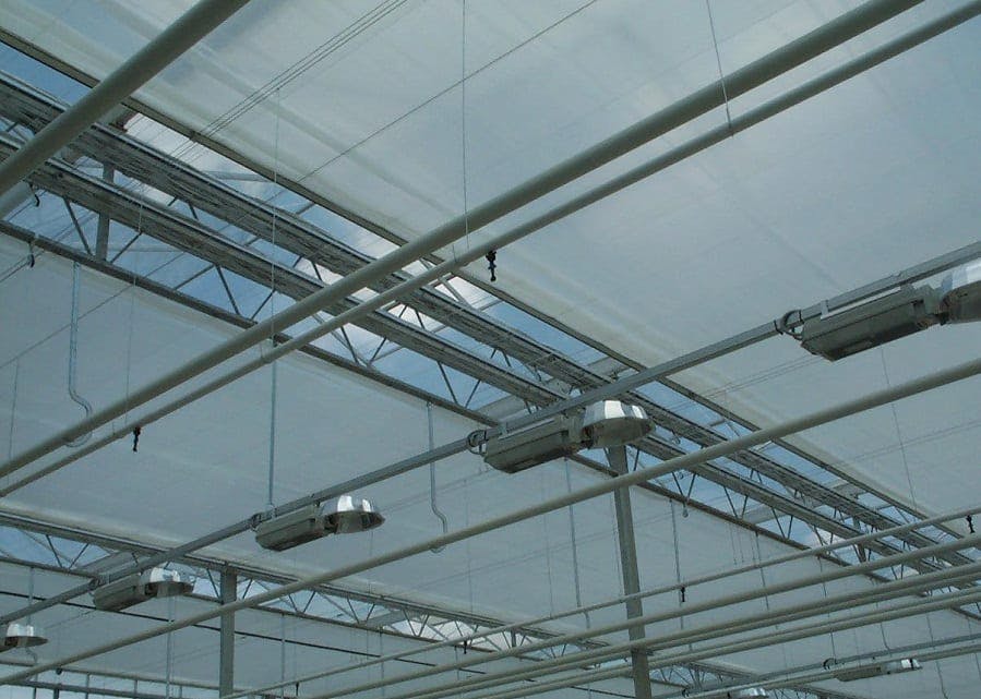 Schermdoek in een kas