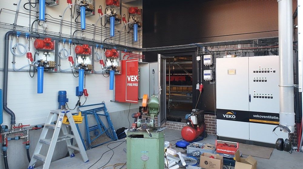 Hogedrukwatermistsysteem, branddetectie- en blusinstallatie met hogedruk watermist 