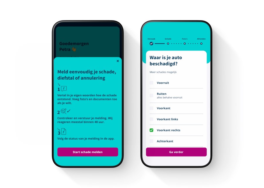 Schermafbeelding van een schademelding in de Interpolis App