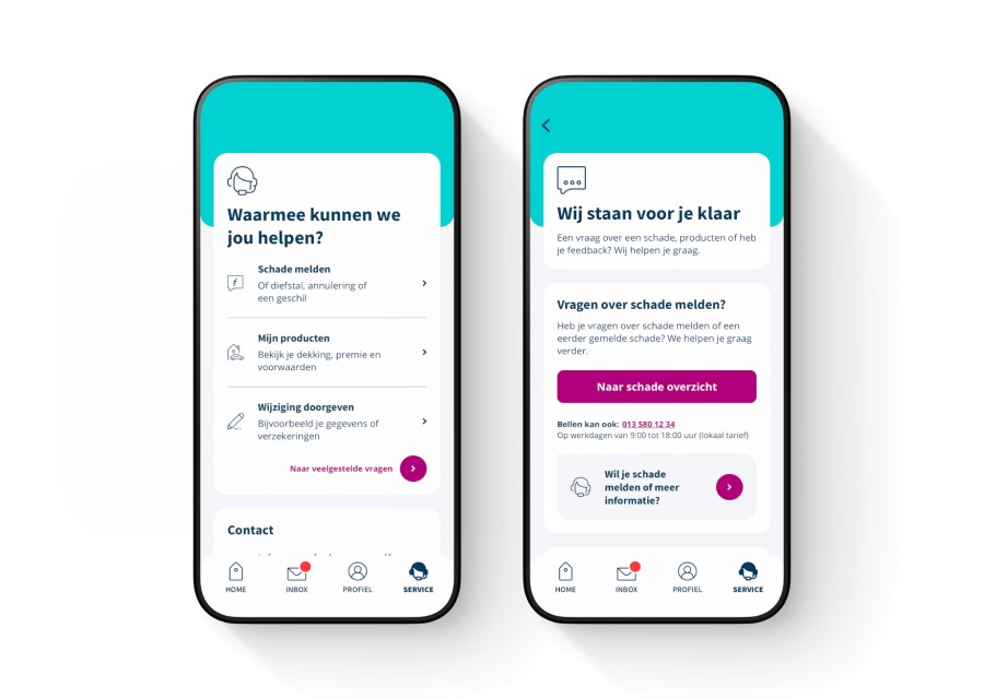 Schermafbeelding van de servicepagina in de Interpolis App