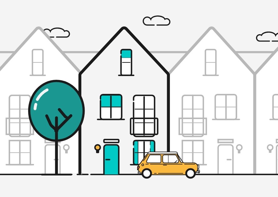 afbeelding van een auto die in een straat geparkeerd staat