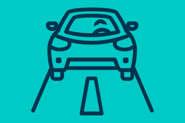 Icoon van een auto op de weg