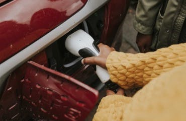 Kind stopt laadkabel in een elektrische auto | Interpolis verzekeringen