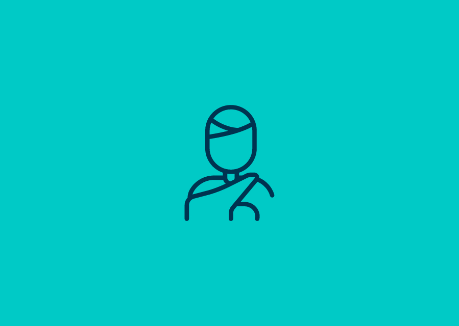 icoon van een mannetje met een gebroken arm