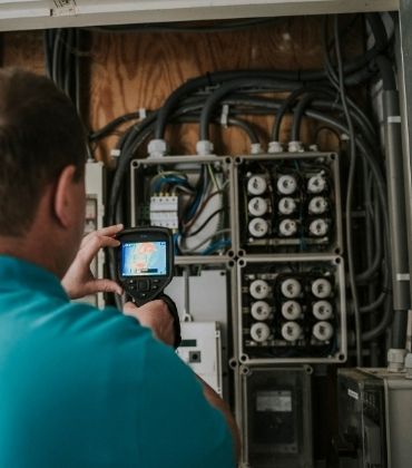 Man voert elektrakeuring uit 