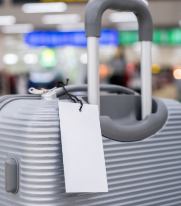 Koffer met adreslabel aan