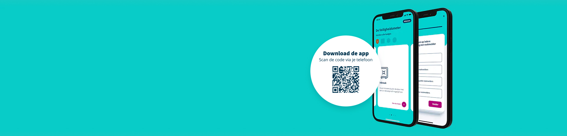 banner met QR code voor veiligheidsmeter appdownload