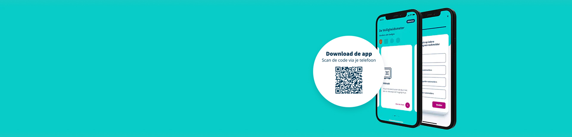 banner met QR code voor veiligheidsmeter appdownload