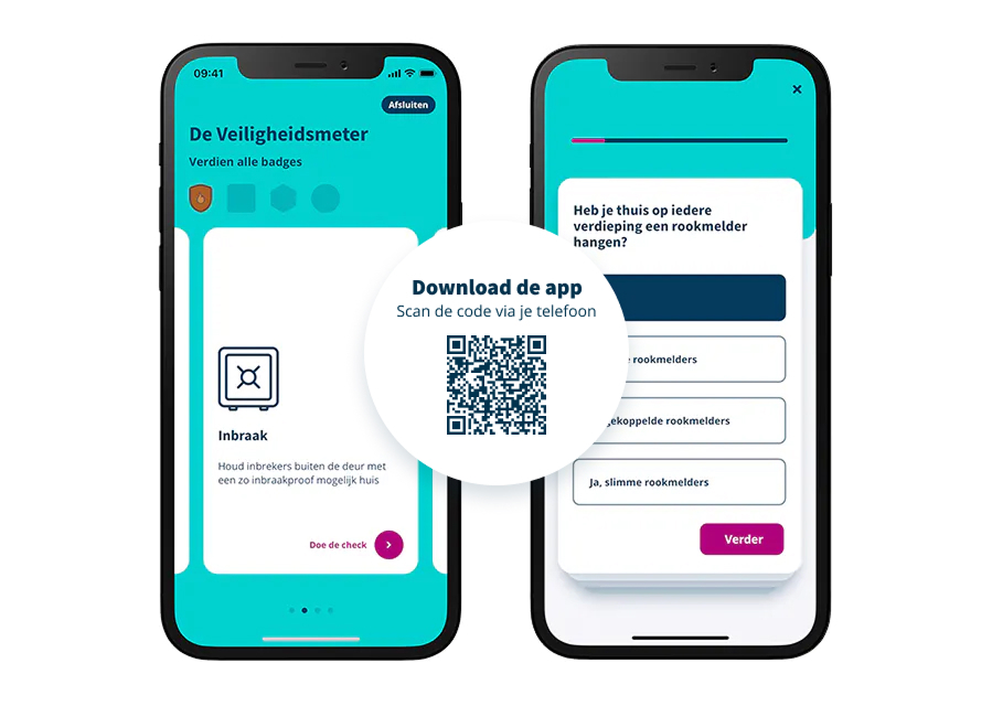 Image met QR code voor veiligheidsmeter app-download