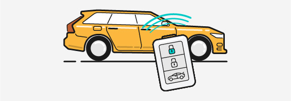 Illustratie van een auto die op slot wordt gedaan