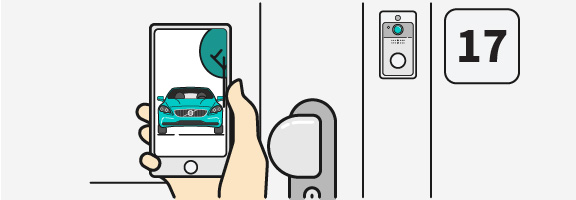 Illustratie van een slimme deurbel