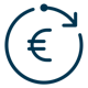 Icoontje: een euroteken met een cirkelvormige pijl eromheen.