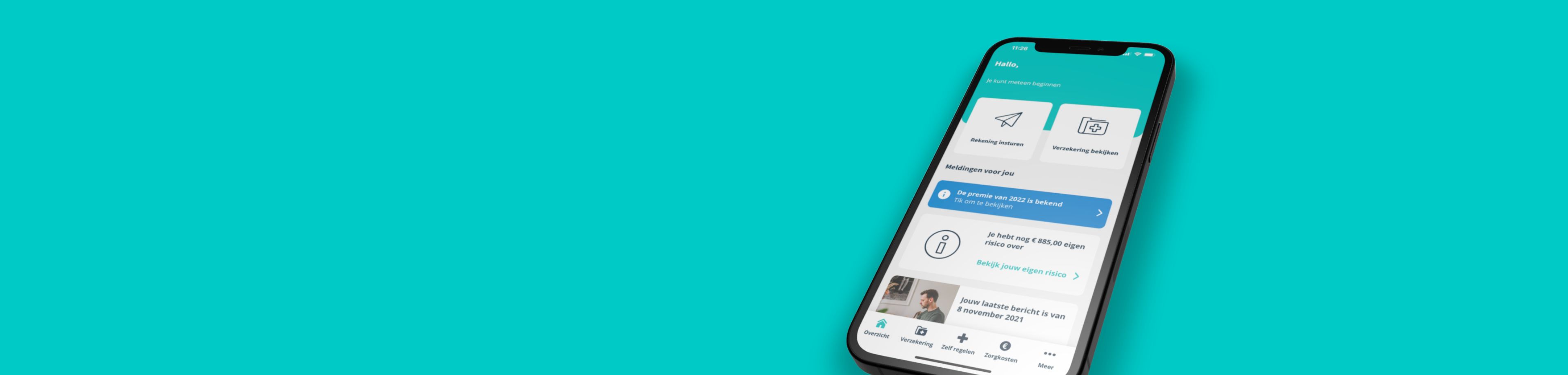 Plaatje van het eerste scherm als je de Zorg app opent